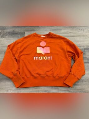 Isabel Marant Orange Logo Sweatshirt Size 34